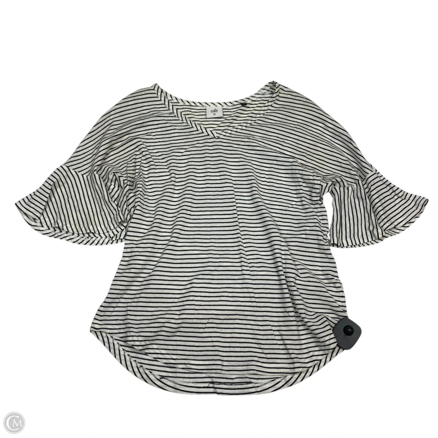 Top Short Sleeve By Cabi In Black & Cream, Size: Xs