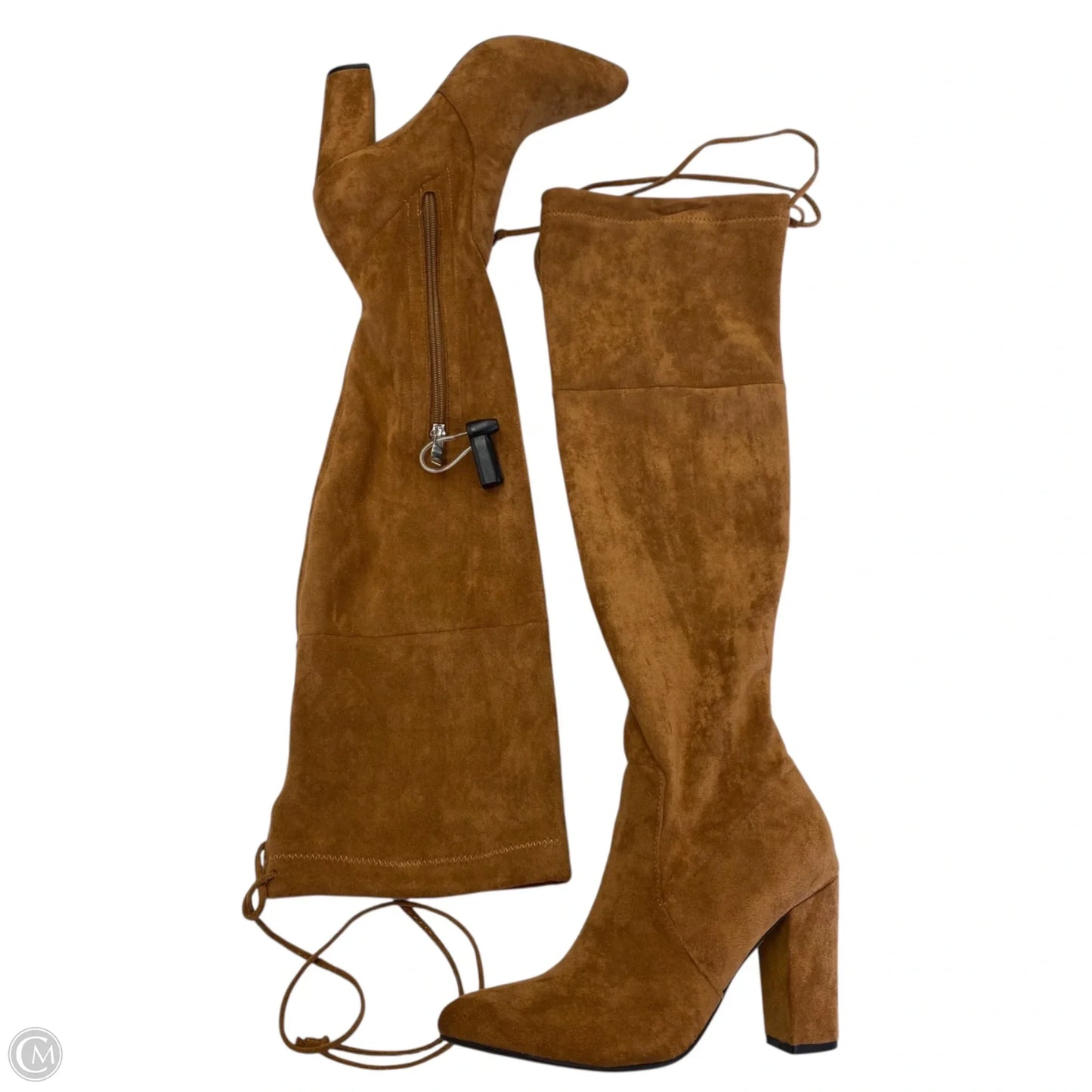 Boots Knee Heels By Cmf In Brown, Size: 5.5