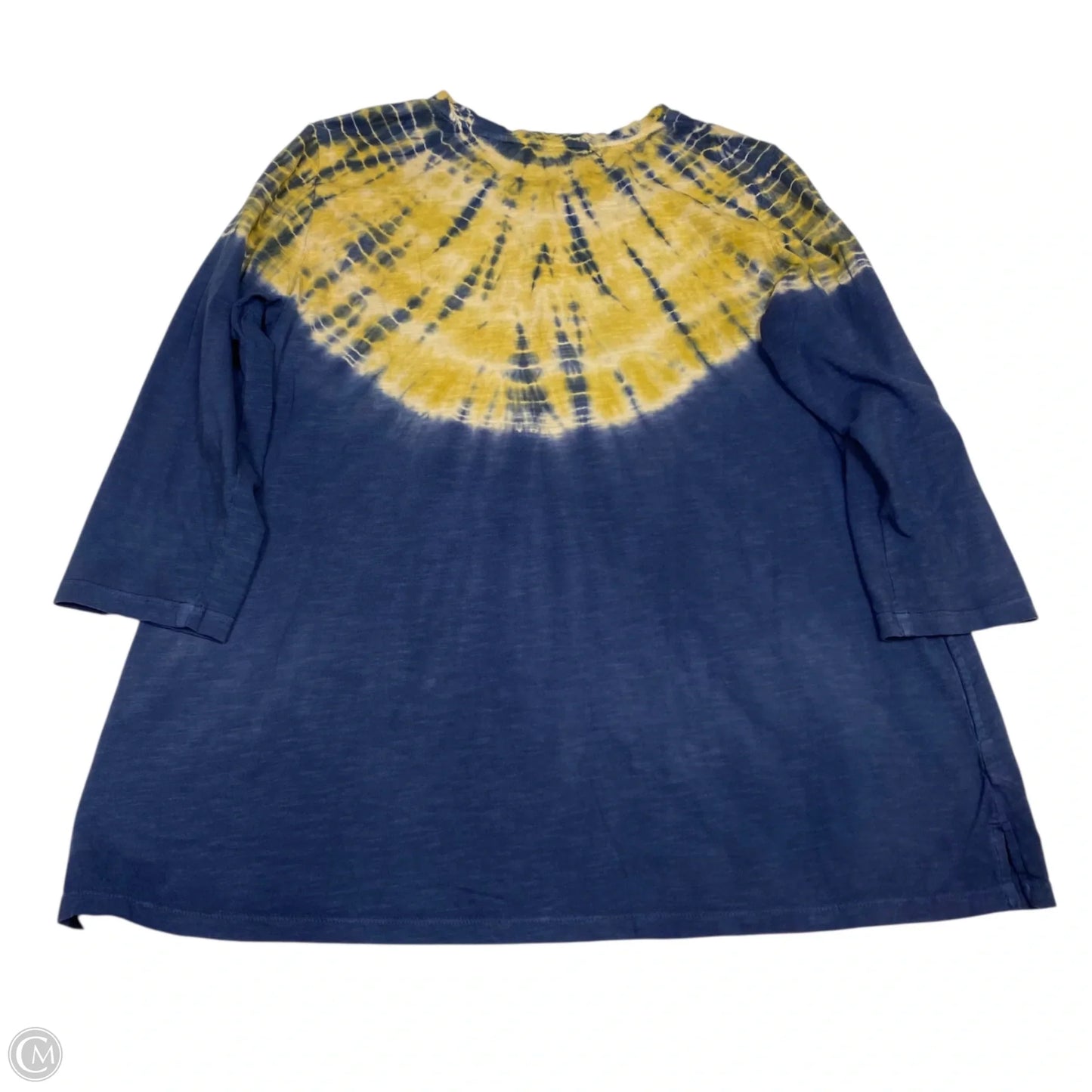 Top 3/4 Sleeve By Logo In Blue & Yellow, Size: S