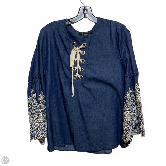 Top 3/4 Sleeve By Karen Kane In Blue, Size: M