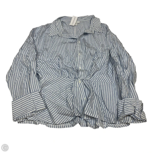 Top Long Sleeve By Top Shop In Blue & White, Size: L