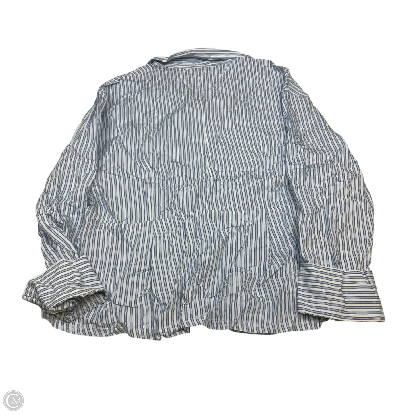 Top Long Sleeve By Top Shop In Blue & White, Size: L