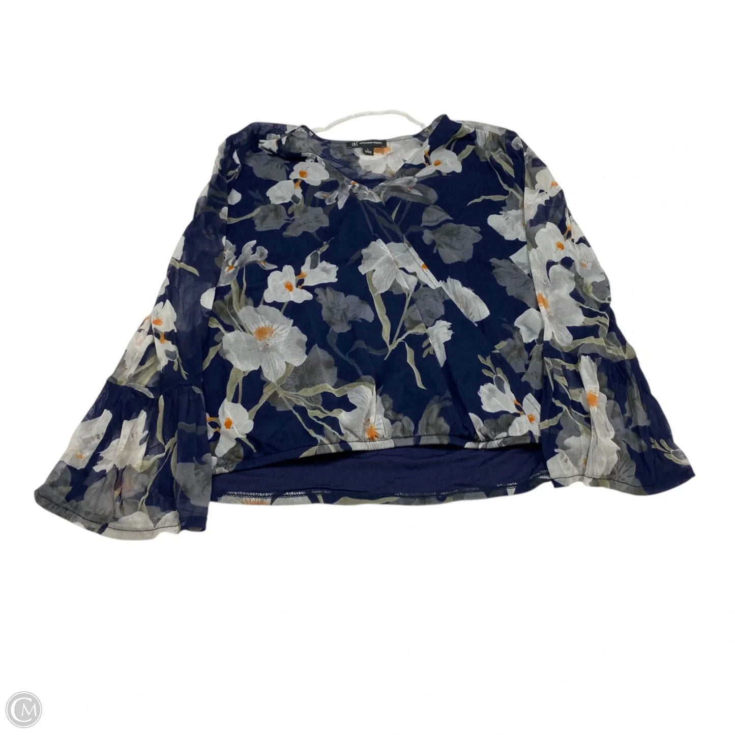 Top Long Sleeve By Inc In Blue & Grey, Size: L