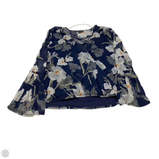Top Long Sleeve By Inc In Blue & Grey, Size: L