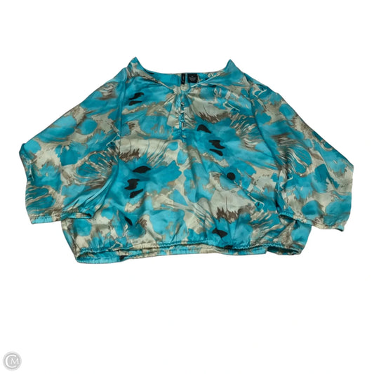 Blouse Long Sleeve By New Directions In Blue & Grey, Size: Xl