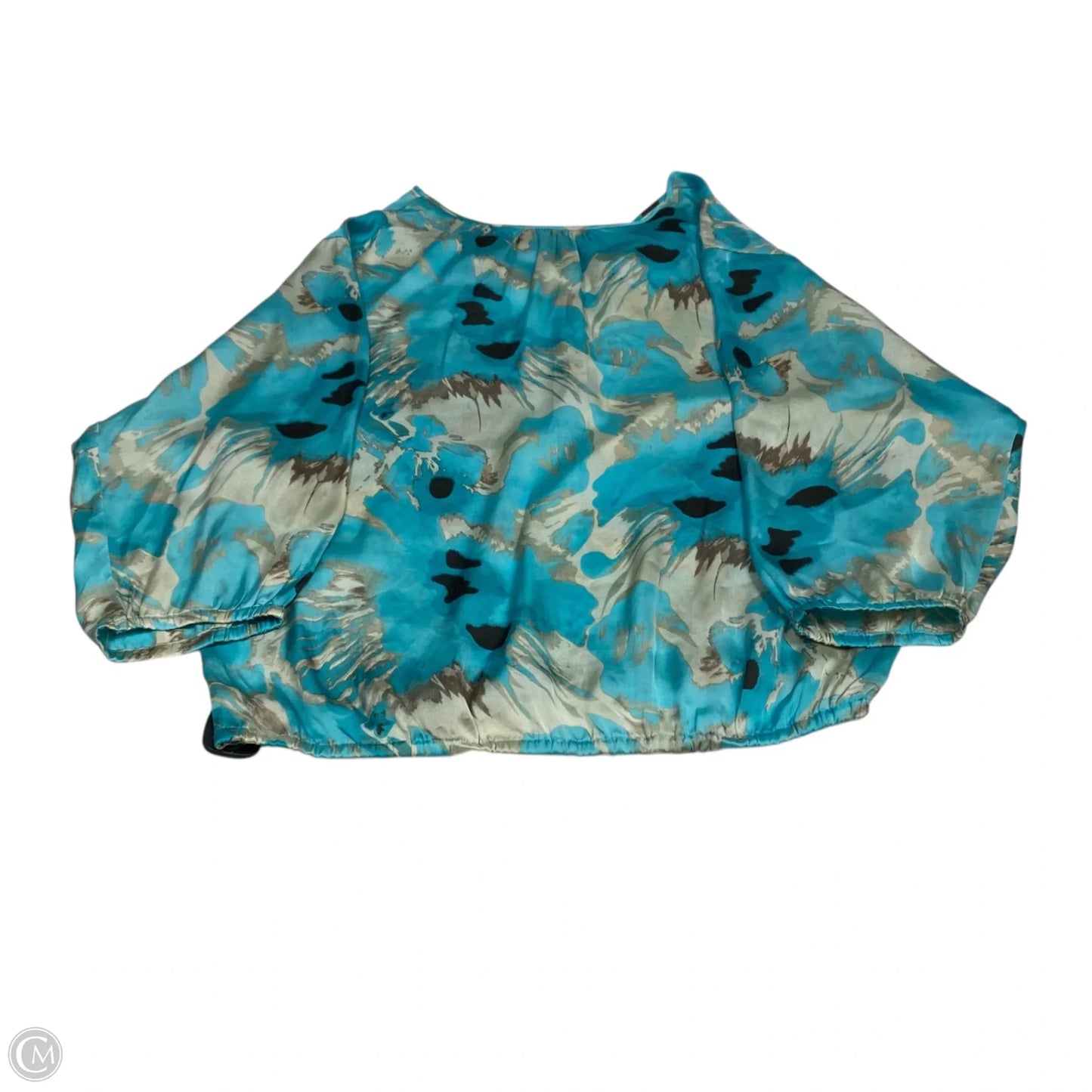 Blouse Long Sleeve By New Directions In Blue & Grey, Size: Xl
