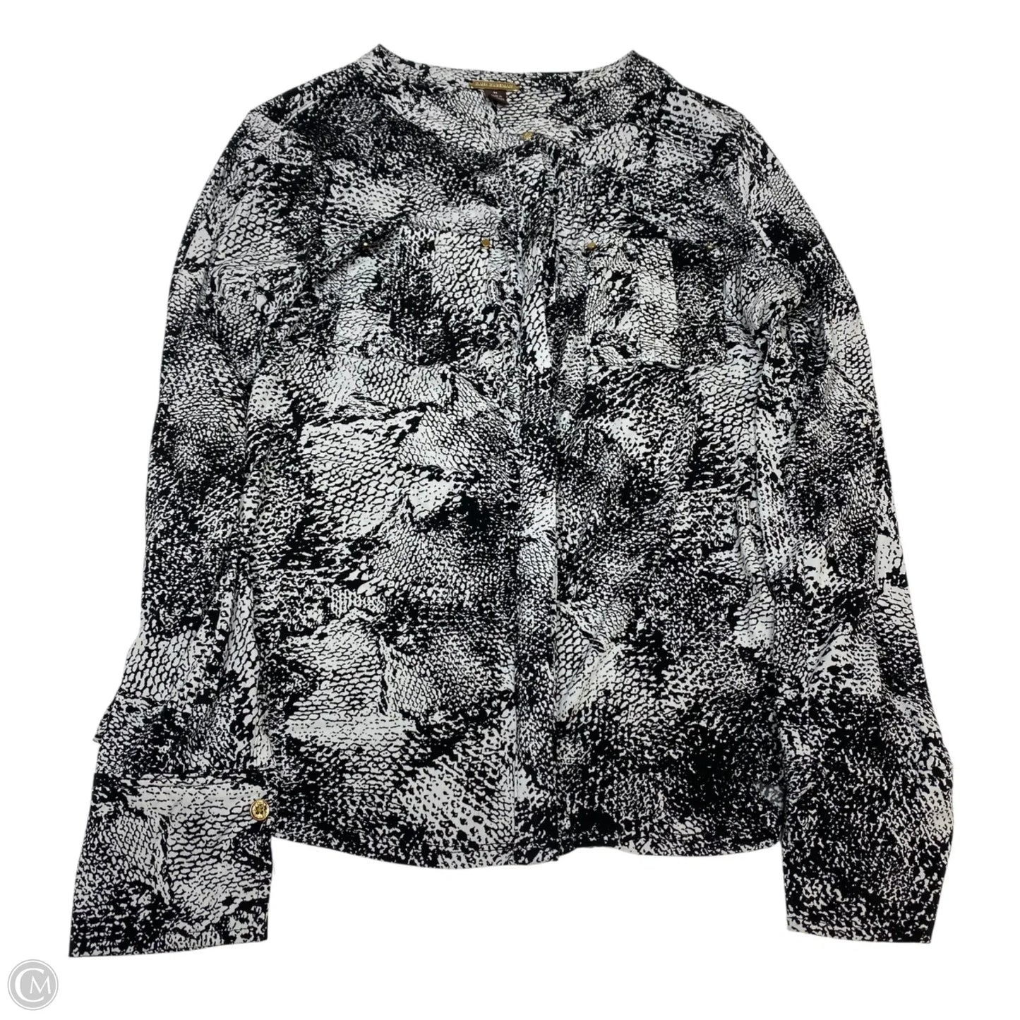 Top Long Sleeve By Dana Buchman In Black & White, Size: M