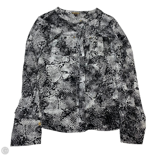 Top Long Sleeve By Dana Buchman In Black & White, Size: M