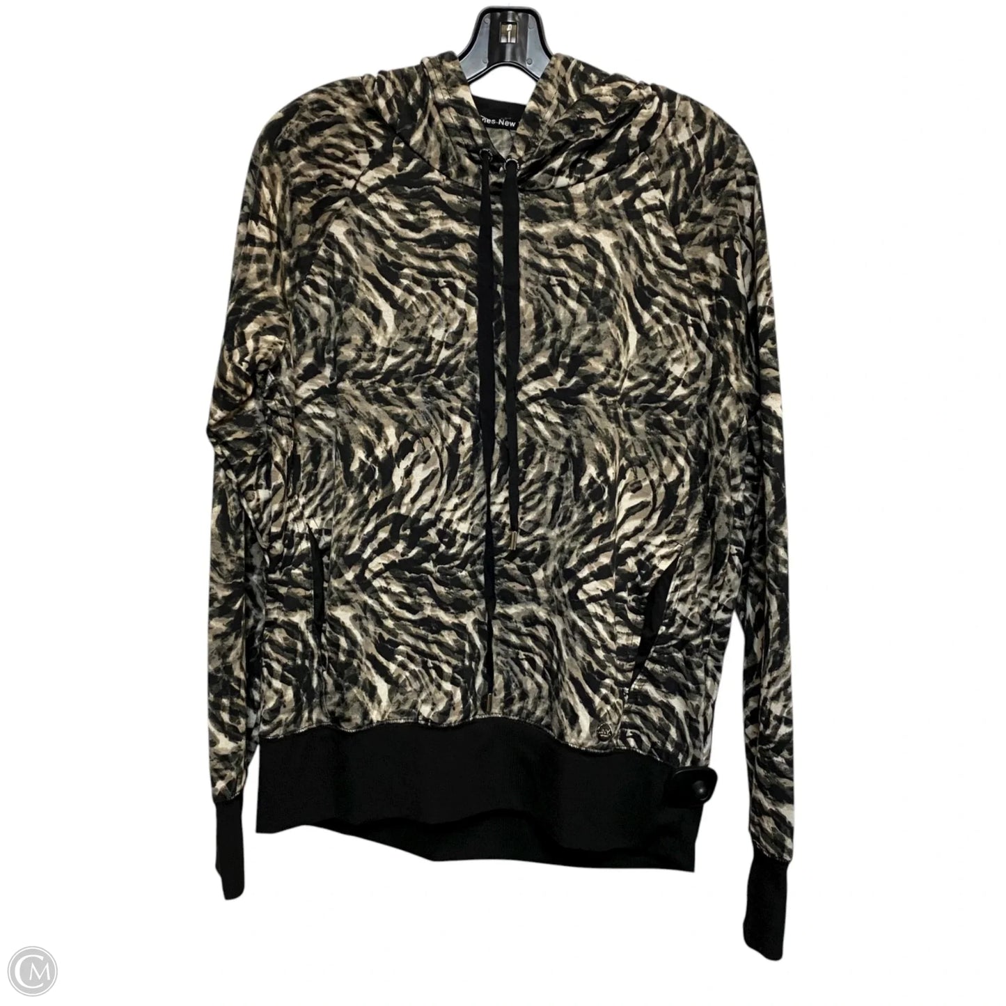 Athletic Sweatshirt Hoodie By Jones New York In Black & Cream, Size: M