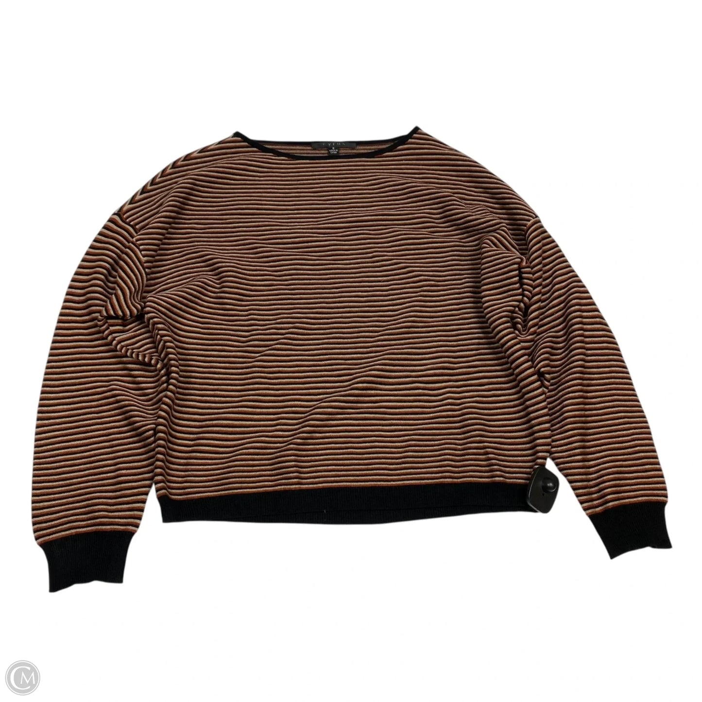 Top Long Sleeve By Cyrus Knits In Black & Orange, Size: S