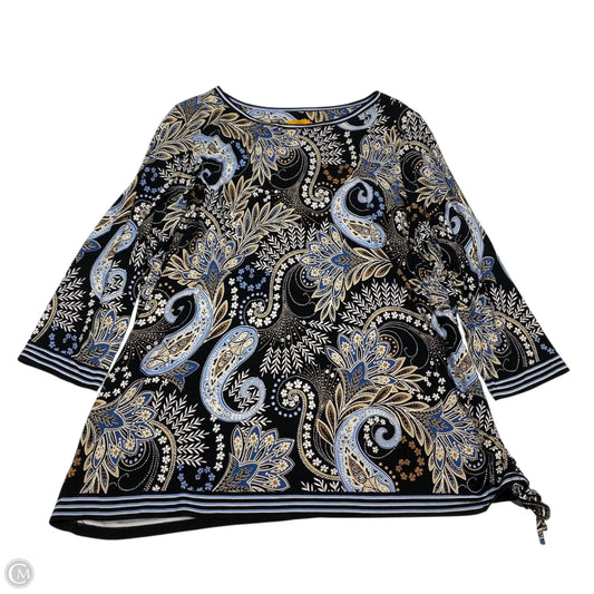 Top 3/4 Sleeve By Ruby Rd In Black & Blue, Size: 1x