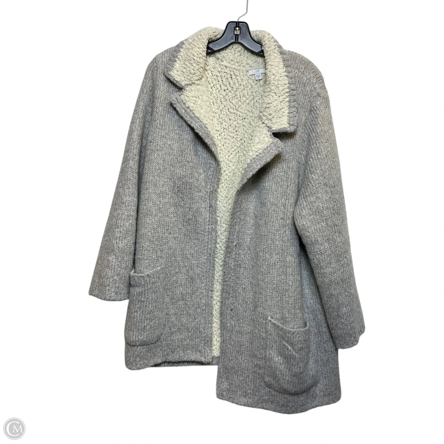 Sweater Cardigan By J. Jill In Cream & Grey, Size: 2x