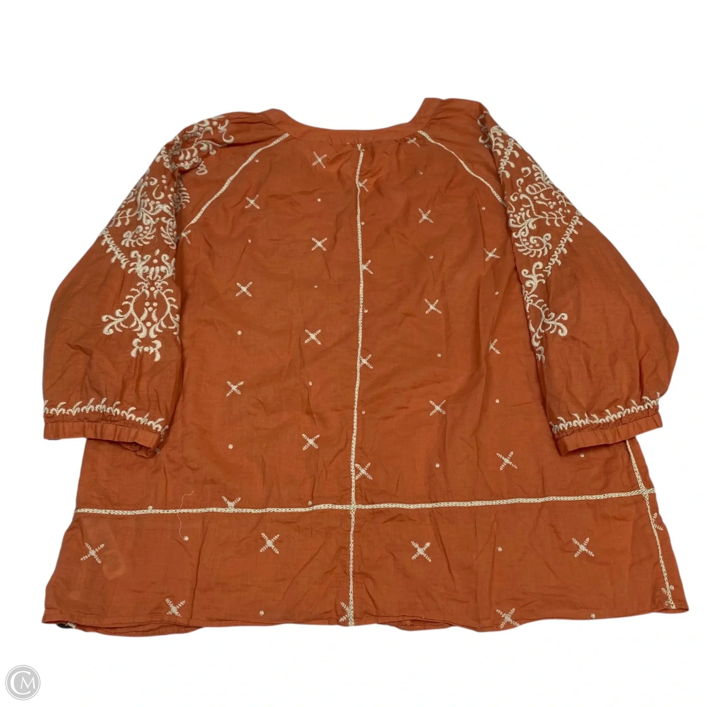 Top 3/4 Sleeve By Chicos In Orange, Size: Xl