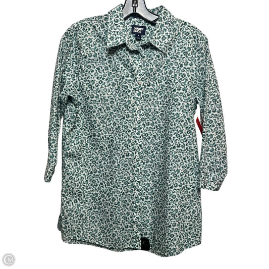 Top Long Sleeve By Lands End In Green & White, Size: M