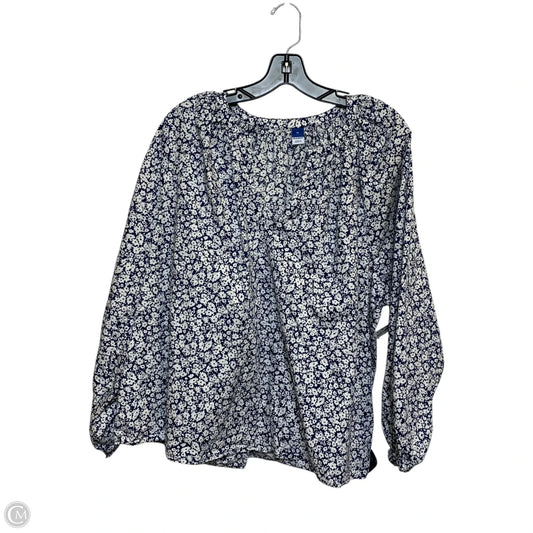 Top Long Sleeve By Old Navy In Blue & White, Size: Xl