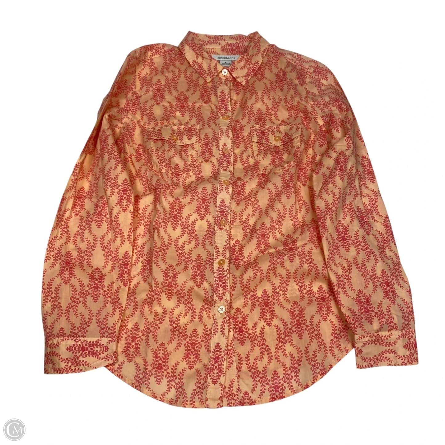 Top Long Sleeve By Liz Claiborne In Orange & Pink, Size: S