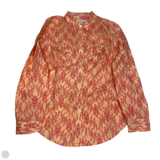 Top Long Sleeve By Liz Claiborne In Orange & Pink, Size: S