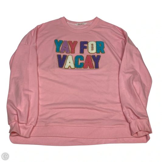 Top Long Sleeve By Simply Southern In Pink, Size: Xxl