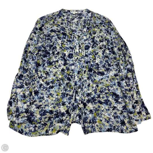 Top Long Sleeve By J. Jill In Blue & White, Size: Xl