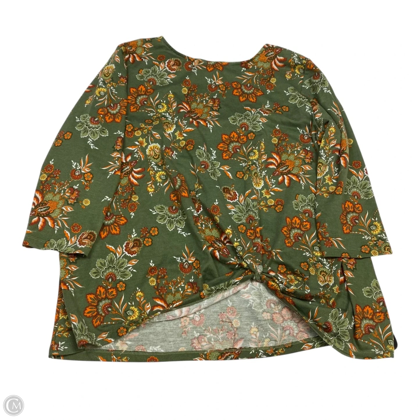Top 3/4 Sleeve By Ruby Rd In Green & Orange, Size: Xl