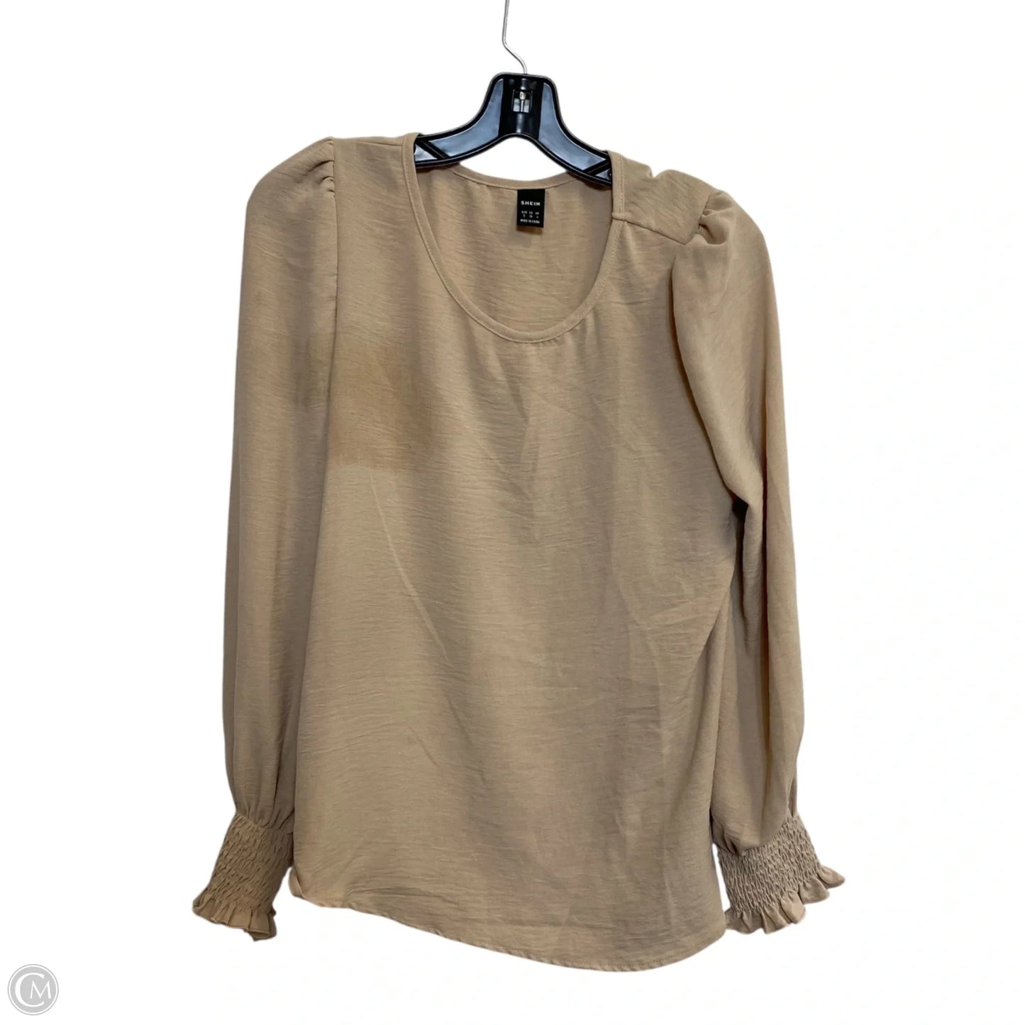 Top Long Sleeve By Shein In Tan, Size: S