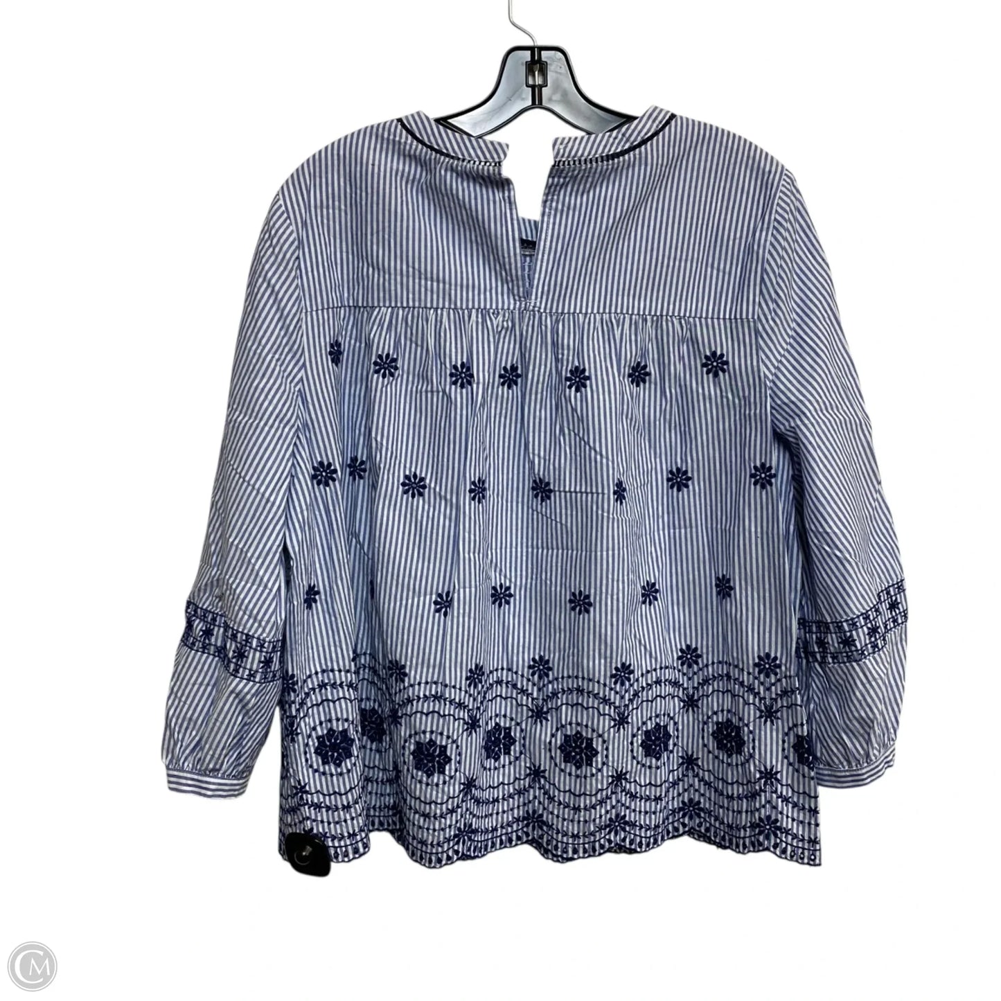 Top Long Sleeve By Crown And Ivy In Blue & White, Size: Xl