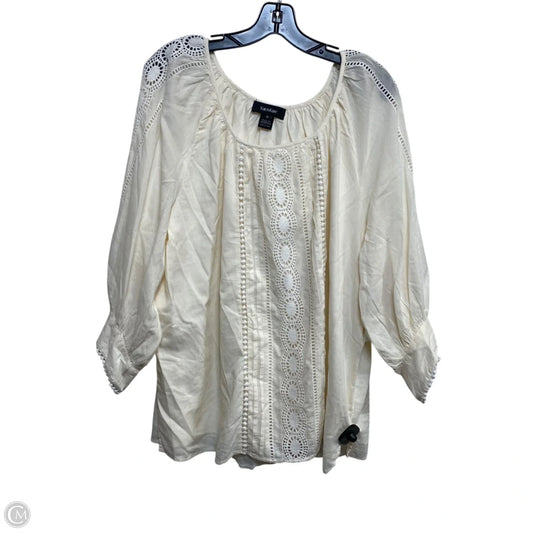 Top 3/4 Sleeve By Karen Kane In Cream, Size: 2x