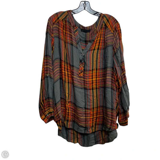 Top Long Sleeve By Jane And Delancey In Green & Orange, Size: 2x