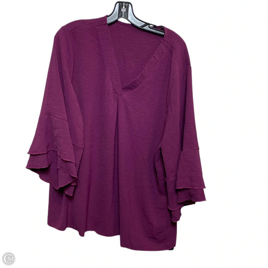 Top 3/4 Sleeve By Cmf In Purple, Size: 2x