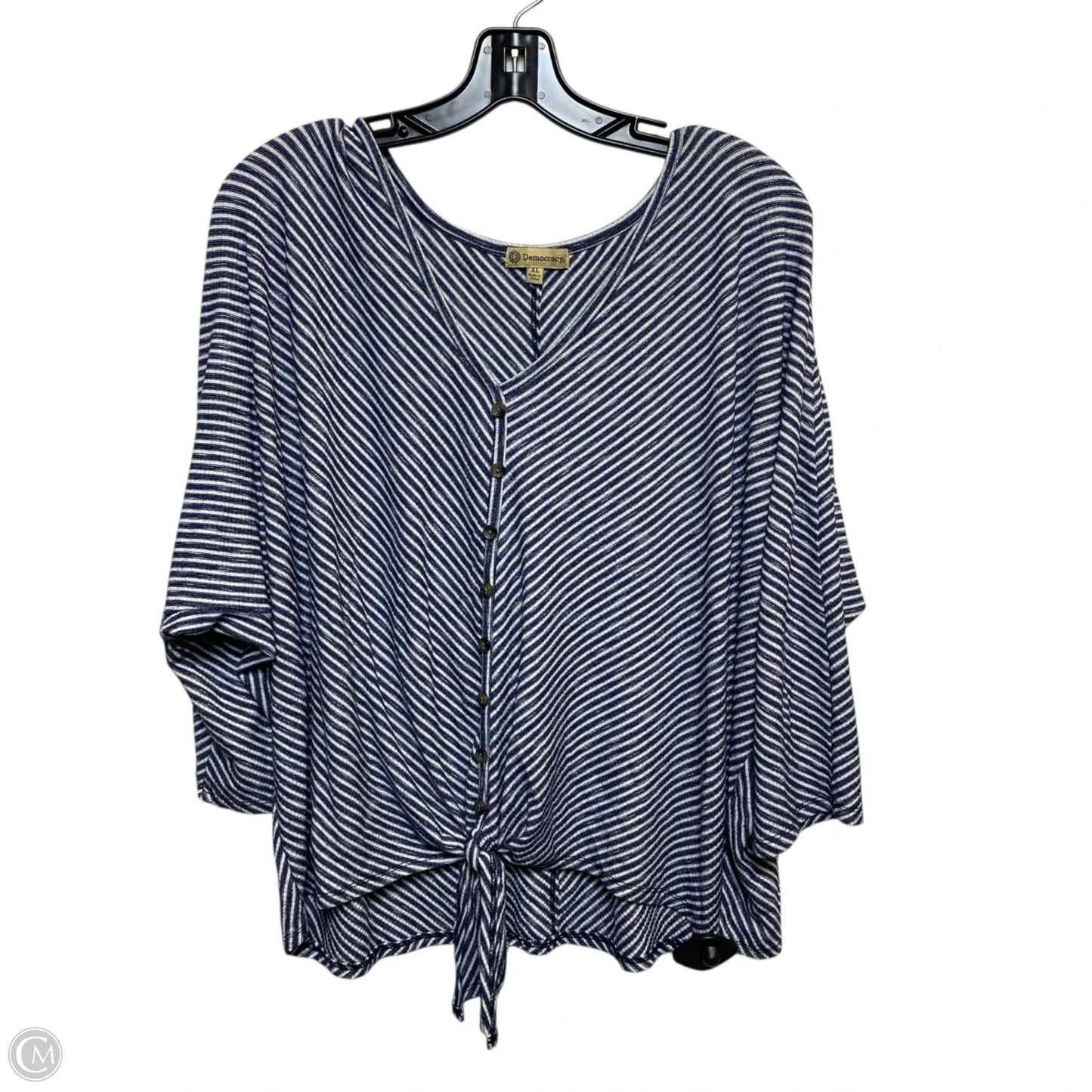 Top 3/4 Sleeve By Democracy In Blue & White, Size: Xl