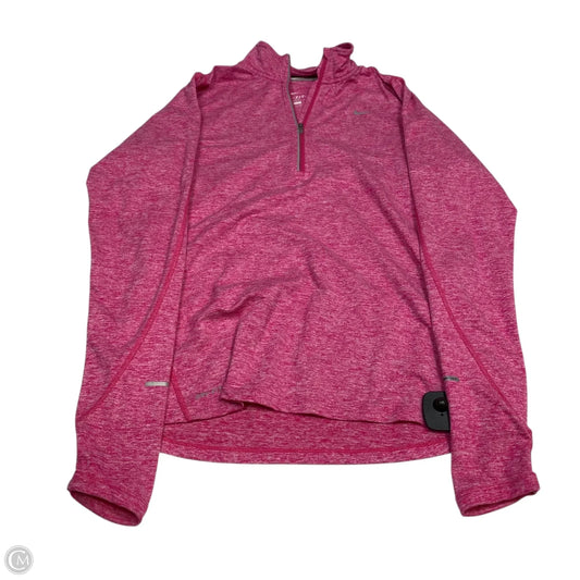 Athletic Top Long Sleeve Collar By Nike In Pink, Size: M