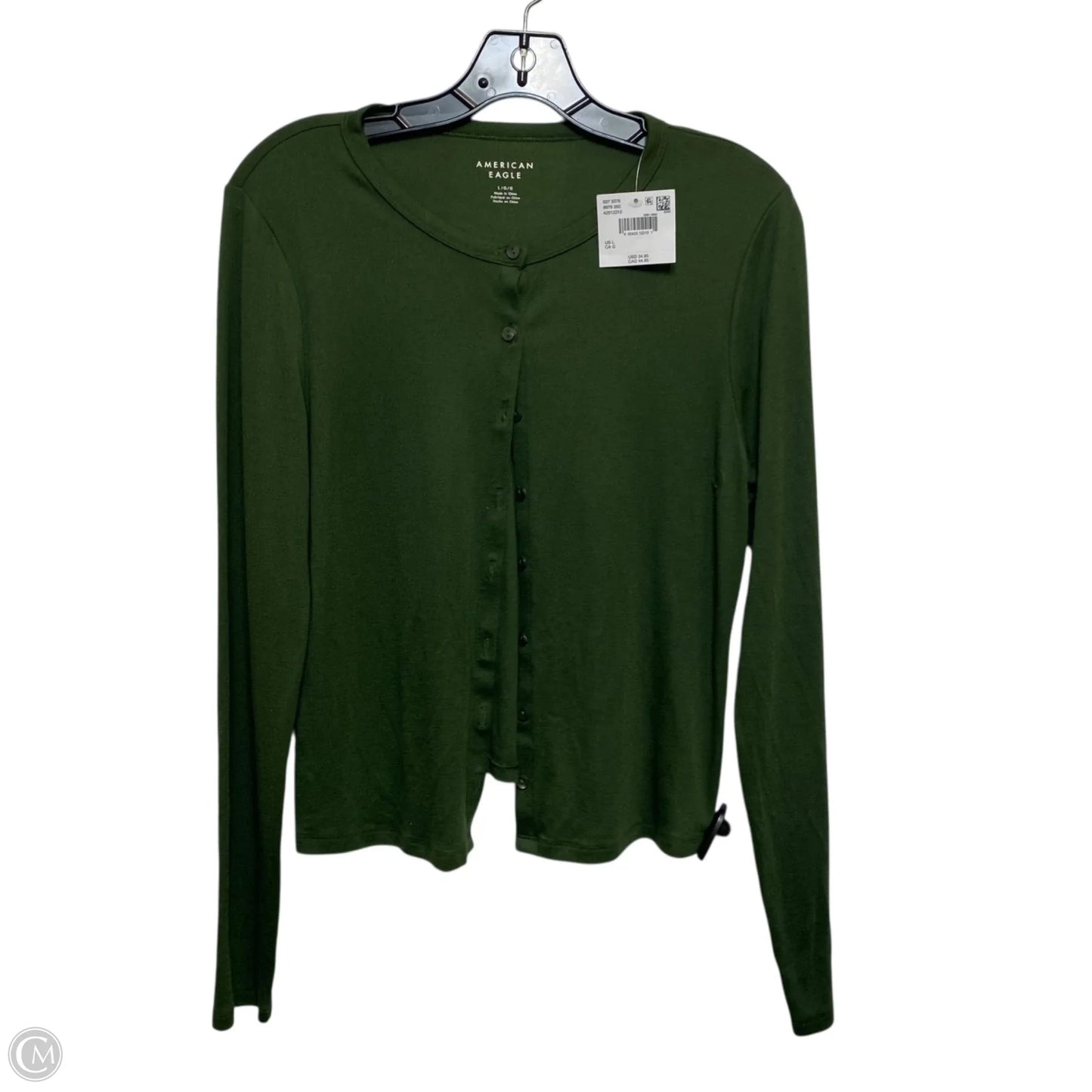 Top Long Sleeve By American Eagle In Green, Size: L