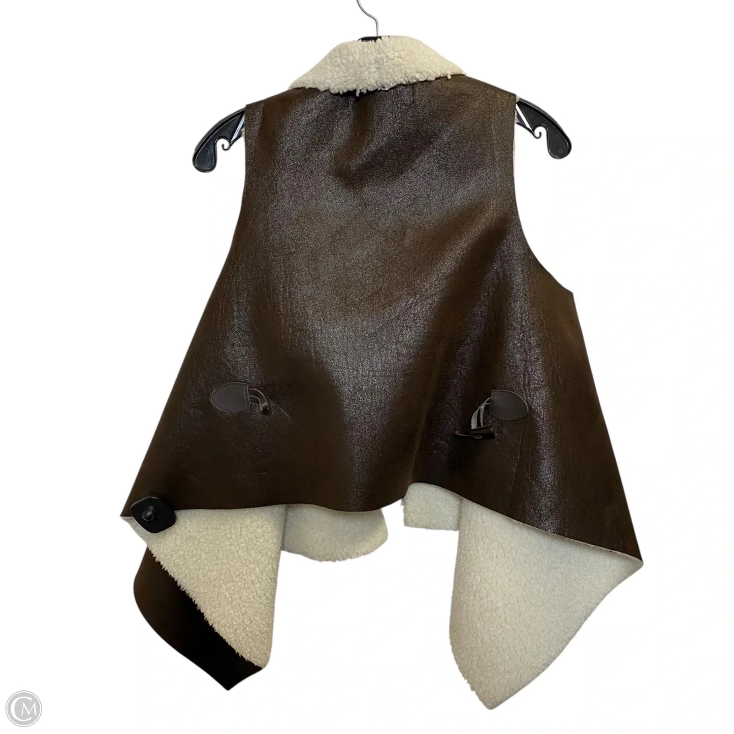 Vest Faux Fur & Sherpa By Active Usa In Brown & Cream, Size: M