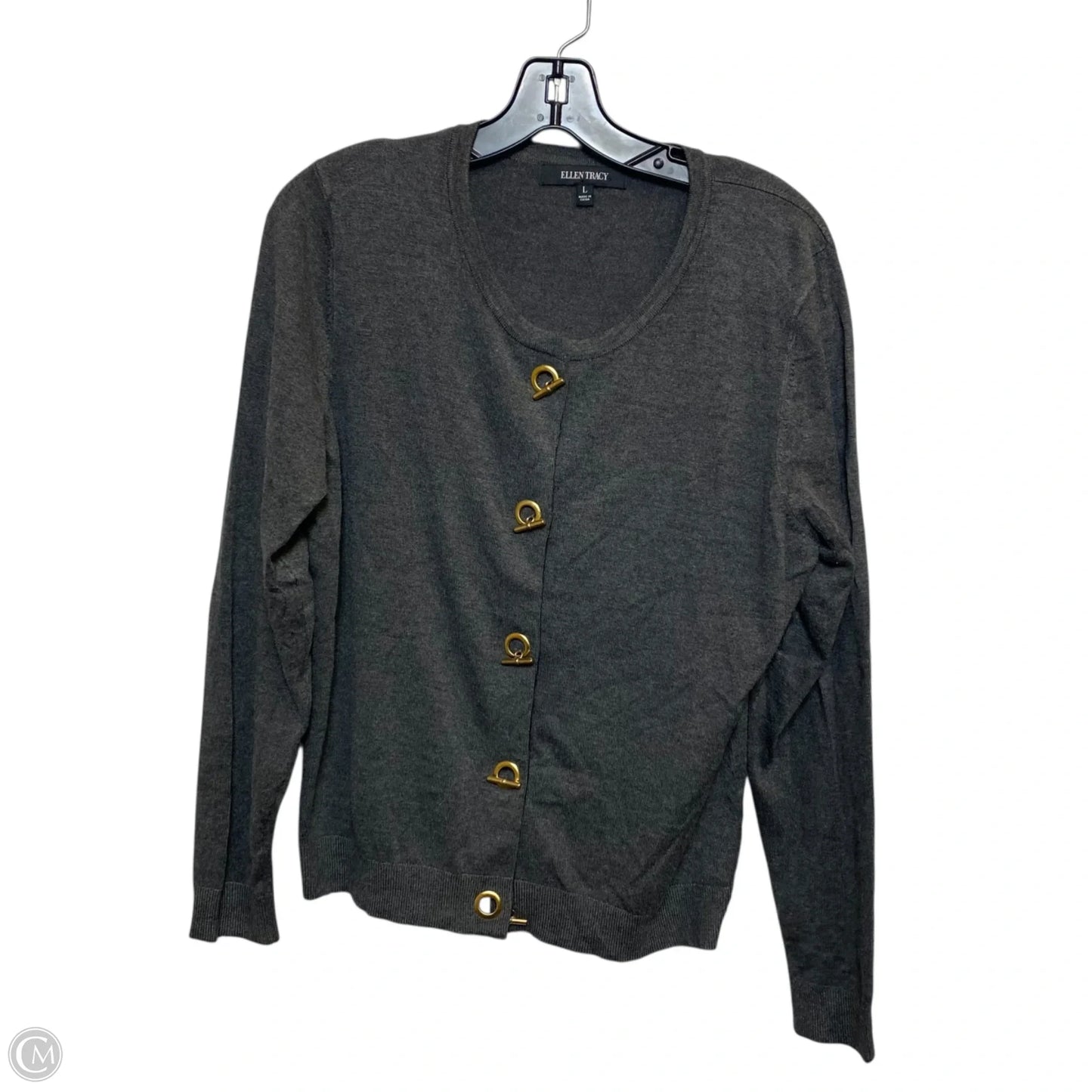 Cardigan By Ellen Tracy In Grey, Size: L