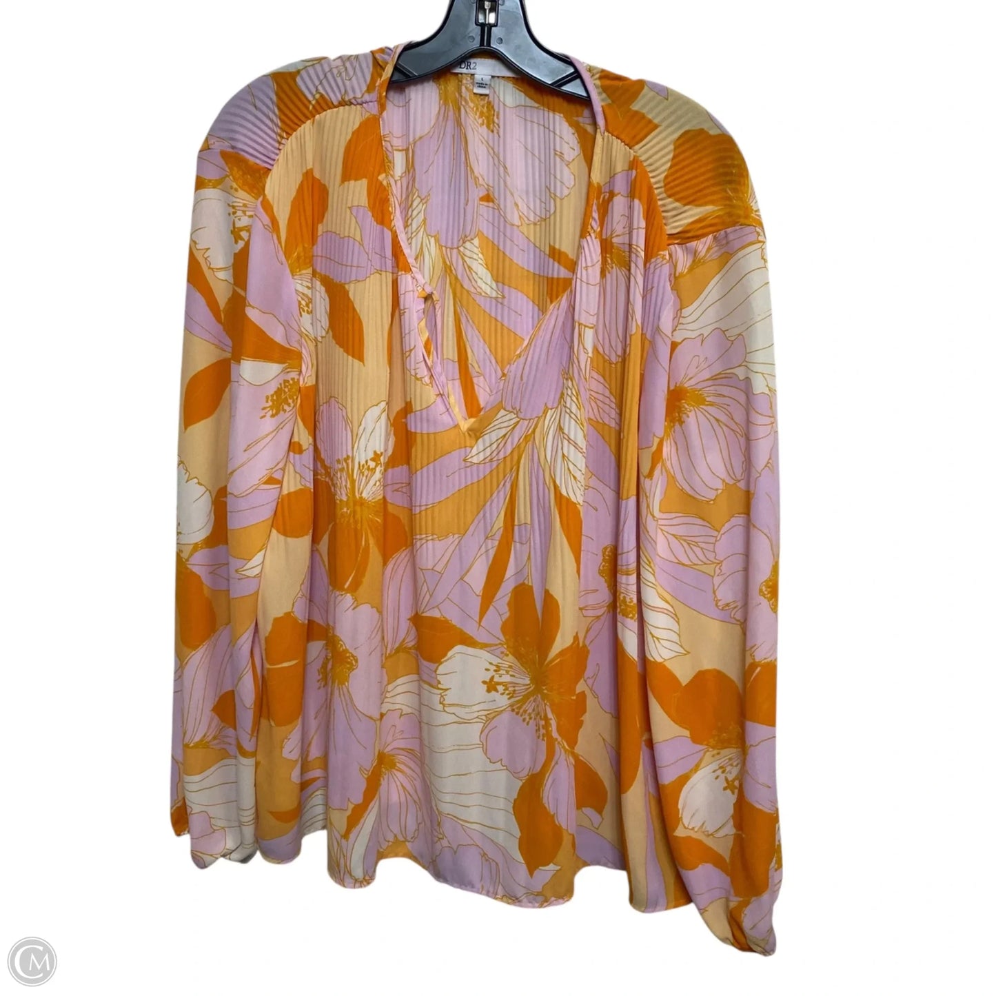 Top Long Sleeve By Dr2 In Orange & Pink, Size: L