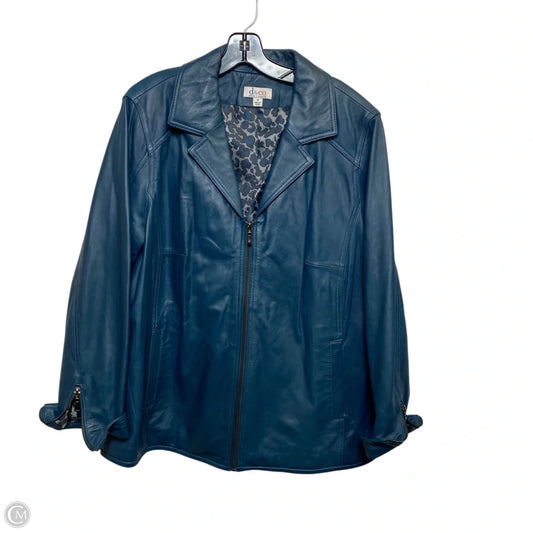 Jacket Leather By Denim And Company In Blue, Size: 1x