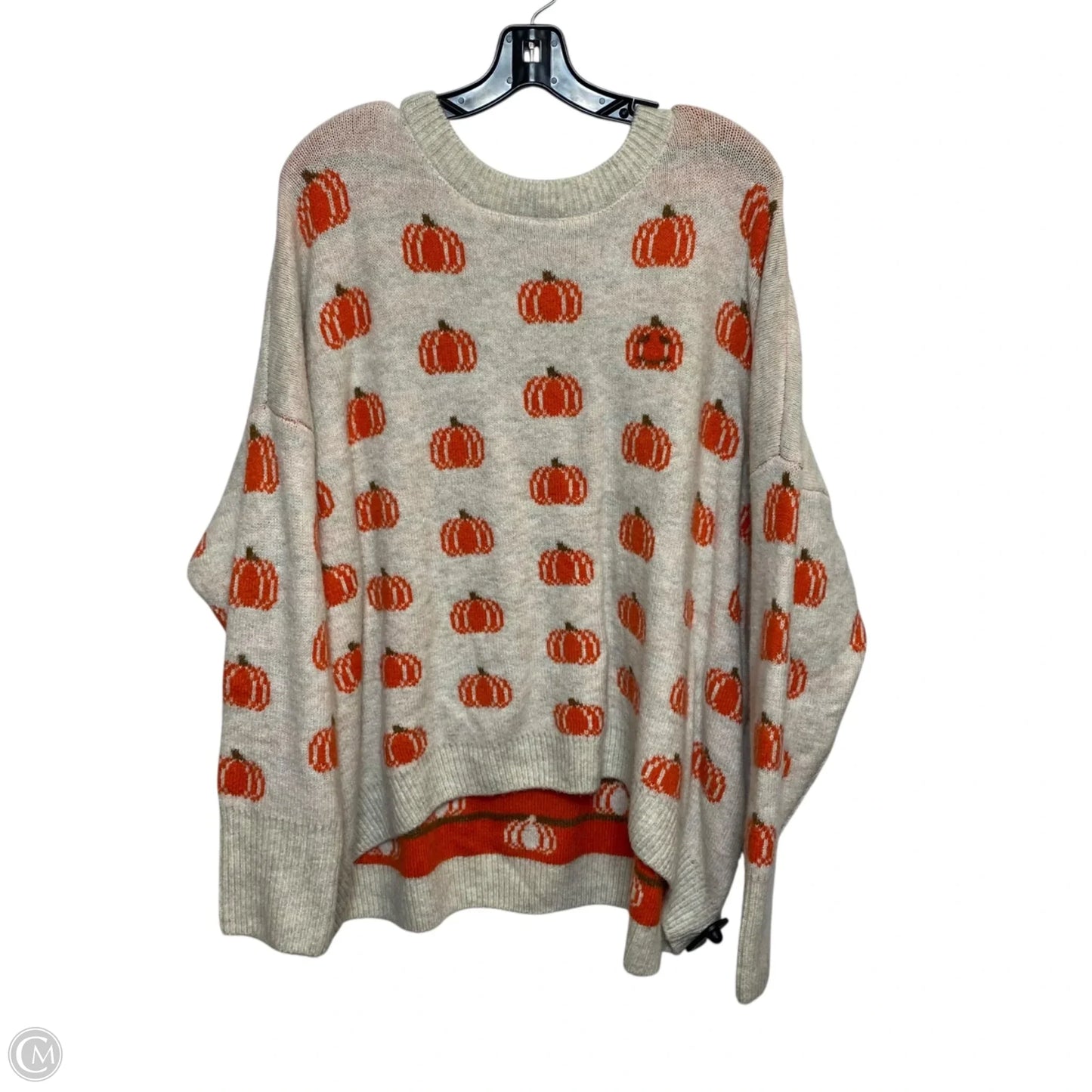 Sweater By Vince Camuto In Cream & Orange, Size: Xxl