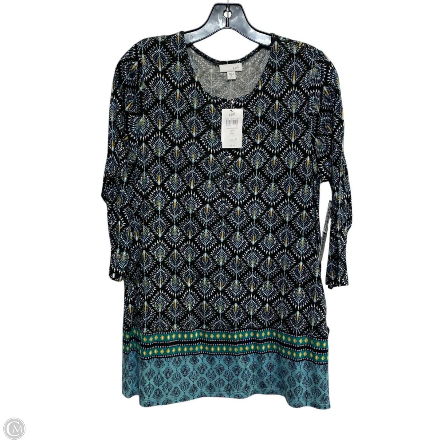 Top 3/4 Sleeve By J. Jill In Black & Blue, Size: Sp