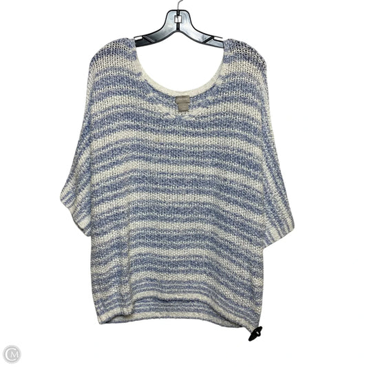 Sweater Short Sleeve By Chicos In Blue & White, Size: Xl