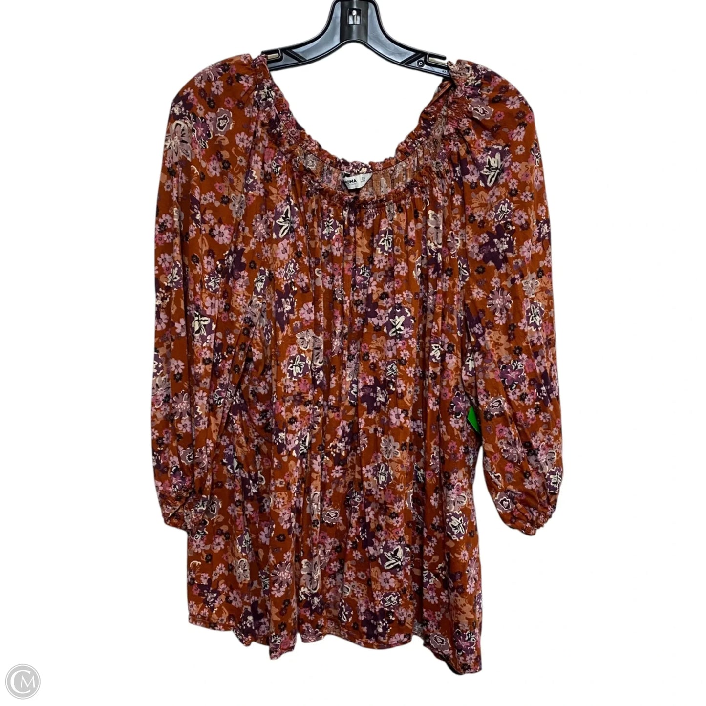 Top 3/4 Sleeve By Sonoma In Orange & Purple, Size: 3x