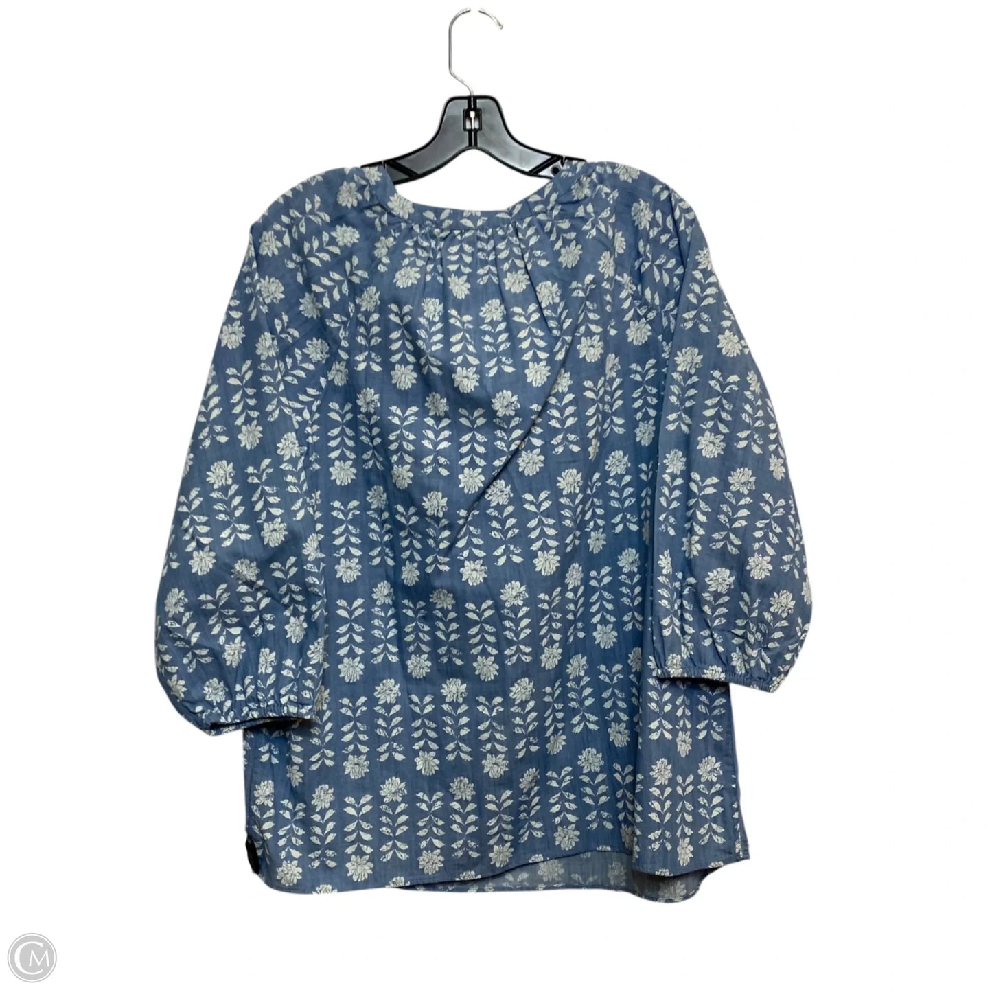 Top 3/4 Sleeve By Chicos In Blue & Cream, Size: L