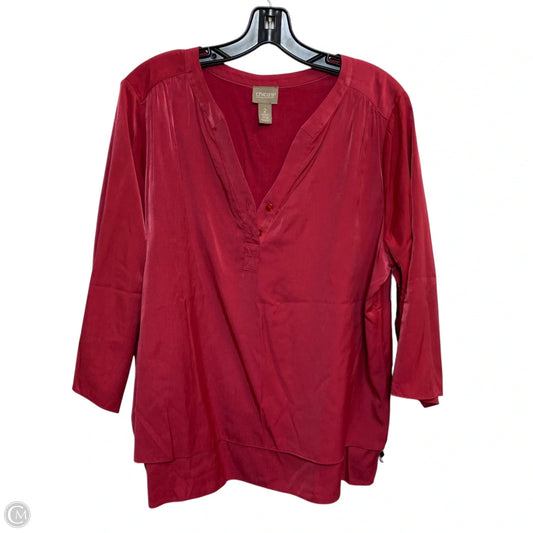 Top 3/4 Sleeve By Chicos In Red, Size: L