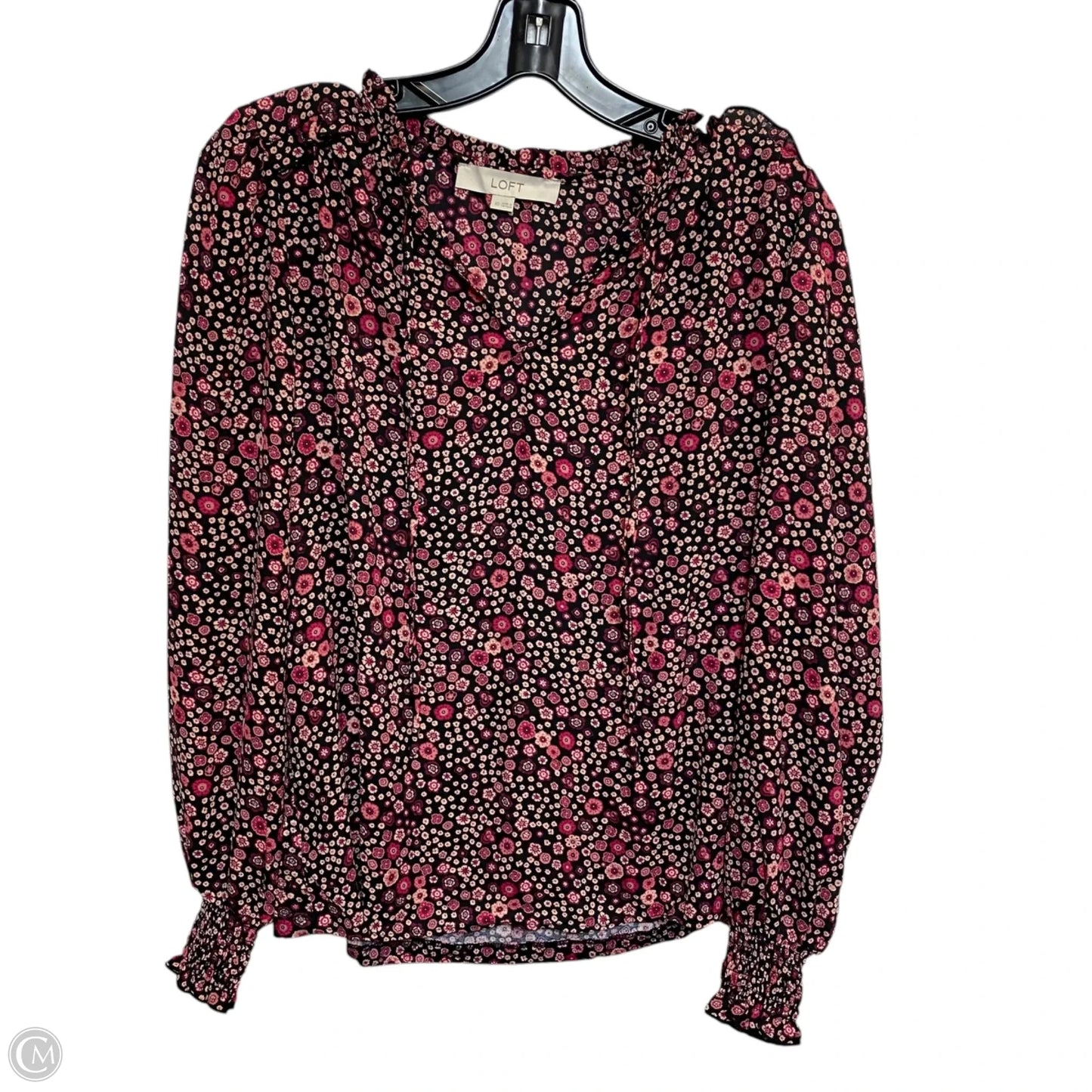 Top Long Sleeve By Loft In Black & Pink, Size: Xs
