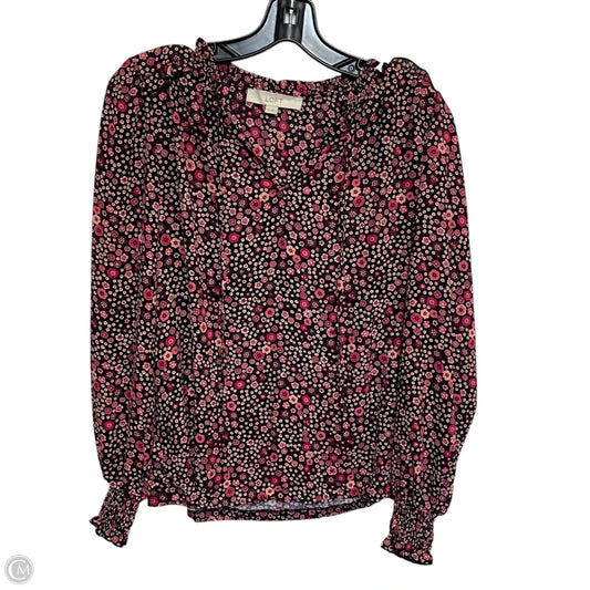 Top Long Sleeve By Loft In Black & Pink, Size: Xs