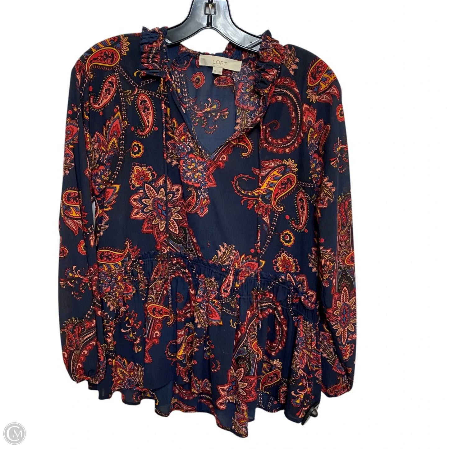 Top Long Sleeve By Loft In Blue & Red, Size: Xs