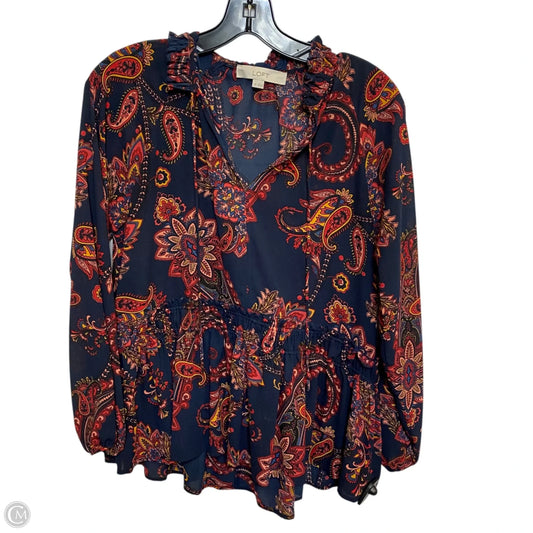 Top Long Sleeve By Loft In Blue & Red, Size: Xs