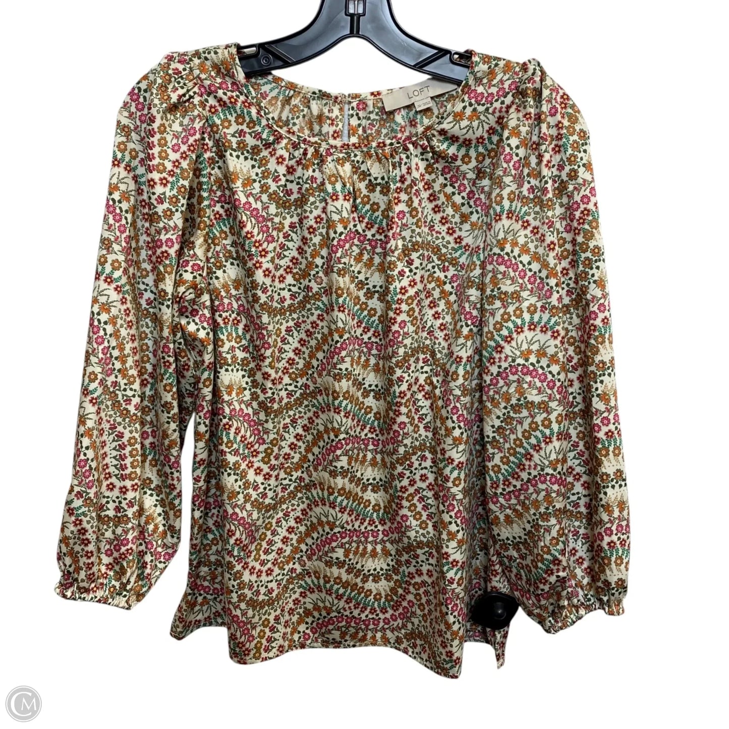 Top 3/4 Sleeve By Loft In Floral Print, Size: Xs