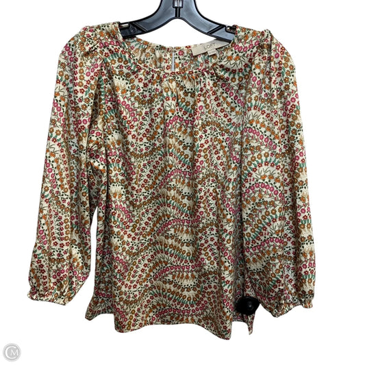 Top 3/4 Sleeve By Loft In Floral Print, Size: Xs