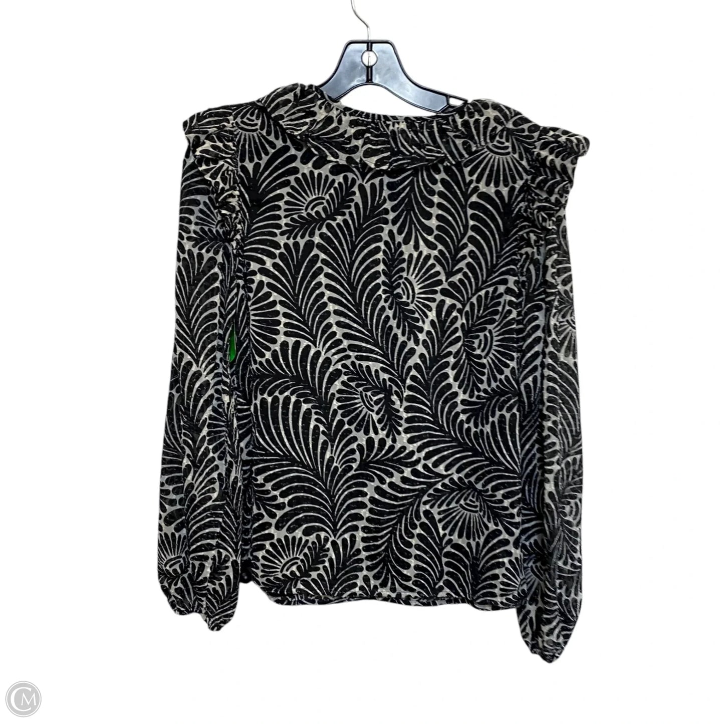 Top Long Sleeve By Loft In Black & Cream, Size: S
