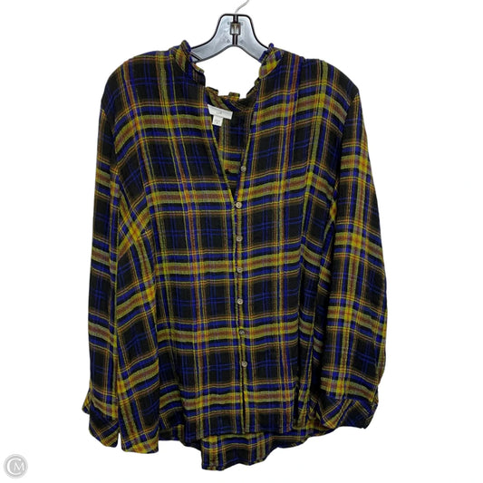 Top Long Sleeve By J. Jill In Blue & Green, Size: 2x